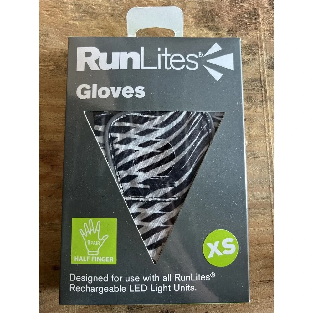 RunLites Zebra Print Fingerless Light Gloves Size XS With battery